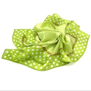 ECHO Lime GREEN Gold CHAIN SQUARE SILK SCARF Dot